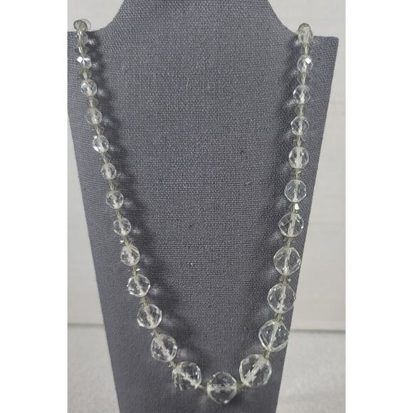 VTG Carol Dauplaise Clear / Smoky Multi Size Beads 14" Necklace - Picture 1 of 6